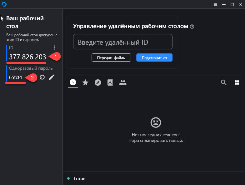 Пример окна RustDesk